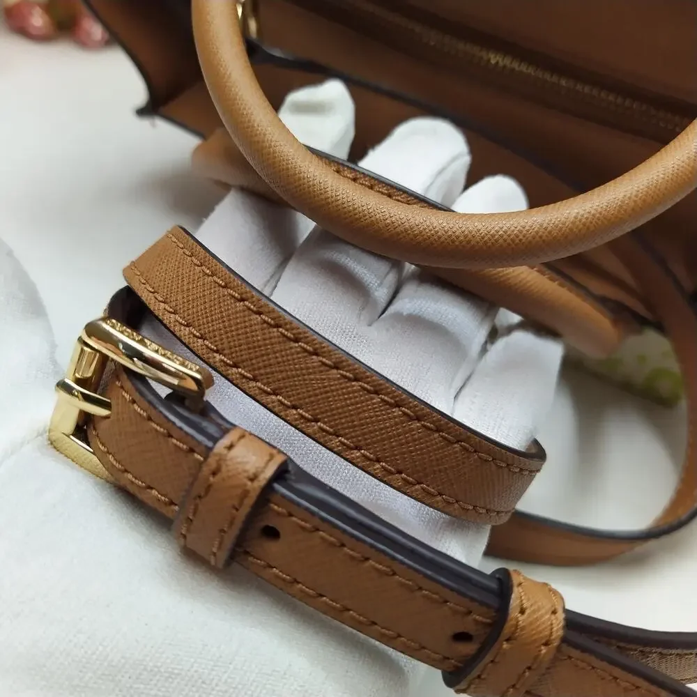 Michael Kors Brown Leather Double Handle Zipper Closure Satchel Bag